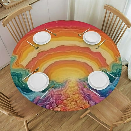 

Patifu Round Tablecloth 100% Polyester Fiber Stain-Resistant Washable Indoor Outdoor Table Cover for Restaurants Weddings Parties 54 -58