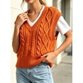 thumbnail image 4 of Women V Neck Sweater Vest Sleeveless Knit Solid Casual Ribbed Preppy Pullover Tops, 4 of 7