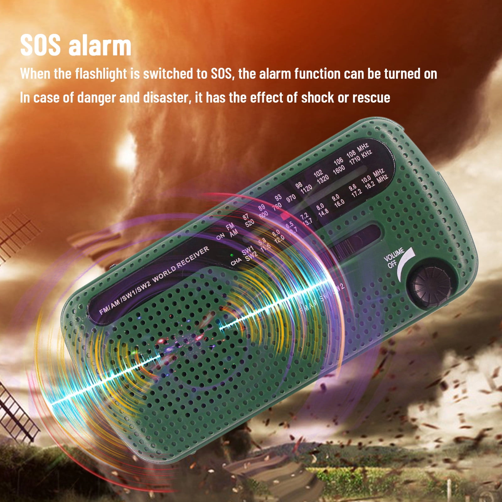 VANLOFE AM/FM/SW Radio, Solar Hand Crank Portable Survival Emergency Radio,Rechargeable Battery Power Bank USB Cellphone Charger,Camping Flashlight Lantern,SOS Alarm