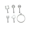 thumbnail image 3 of Adult Women's Body Jewelry 22-Gauge Multi Shape Nose Piercing Stainless Steel & Crystal 6 Pack, 3 of 5