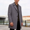 thumbnail image 2 of Timoontee Men's Solid Medium Long Casual Coat Coat Long Sleeve Lapel Collar Pocket Coat Gray XXXL, 2 of 7