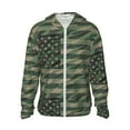 thumbnail image 2 of Uemuo Jungle Green Camo USA Flag Pattern Women's Full Zip UPF 50+ Sun Protection Hoodie Jacket Long Sleeve Sun Shirt Hiking Outdoor Performance with Pockets-Medium, 2 of 9