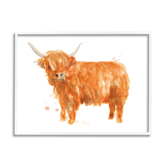 Stupell Industries Shaggy Country Cattle Orange Yak Soft Tones, 24 x 30, Designed by June Erica Vess