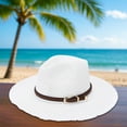 thumbnail image 2 of Sombrero de paja de verano con cinturón trenzado - Sombrilla plegable para viajes y jardinería, 2 of 3
