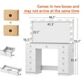 thumbnail image 5 of Vanity Desk with Power Outlet, Makeup Vanity with Mirror and 14 LED Light, 3 Lighting Modes,11 Drawer Vanity Table with Sliding Jewelry Storage, Glass Top, Specular Surface, 5 of 8