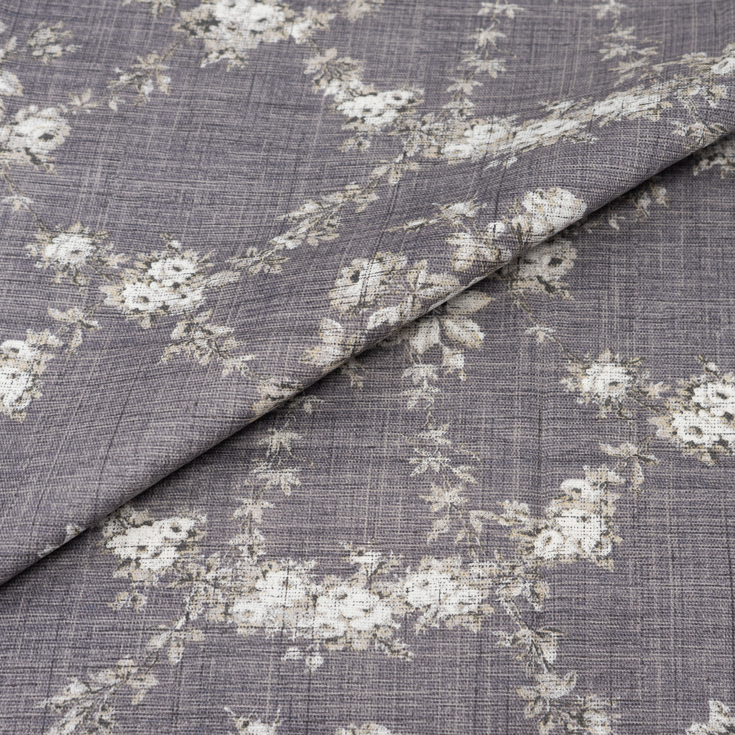 Waverly Inspirations 2 Yard Cut 100% Cotton Duck Print Fabric Dis-Floral Grey, 45" Wide for Quilting & Sewing