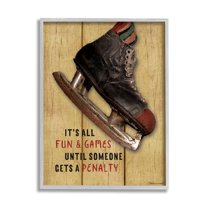Stupell Industries Fun And Games Until Penalty Phrase Hockey Skate, 16 x 20, Design by Stephanie Workman Marrott