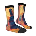 thumbnail image 2 of Goofa Neon Rabbit In Archway Printed Men's Crew Socks, Soft Durable Breathable Moisture-Wicking with Odor Control Cotton socks, 2 of 9