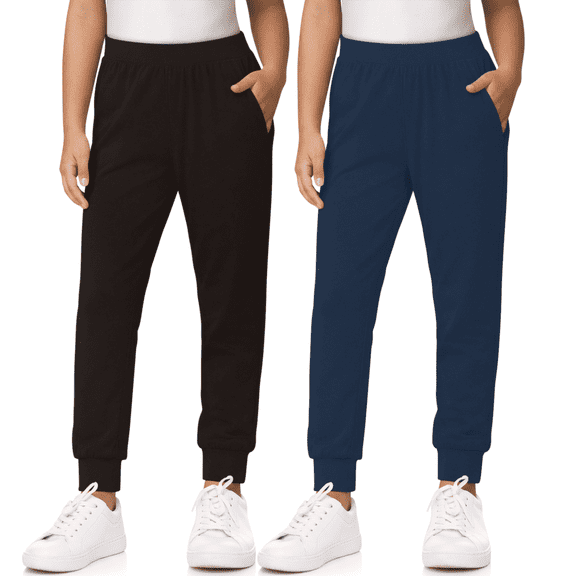 Sweet Hearts 2-Pack Girls Sweatpants- Lightweight Joggers Sweatpants for Girls with Pockets Made in USA