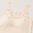thumbnail image 4 of vigerkar Womens Lace Trim Ribbed Tank Tops Scoop Neck Fitted Sleeveless Shirts Cute Going Out Camisole Solid Color Top (Beige, M), 4 of 9
