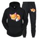 thumbnail image 2 of Conjunto de 2 piezas de sudadera y pantalones con estampado de zorro y anime para hombre, sudadera con estampado de animales de dibujos animados divertidos, pantalones, ropa de calle holgada de manga, 2 of 5