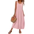 thumbnail image 1 of Vestido largo casual MEROKEETY 2025, vestido rosa playa de verano, 1 of 8