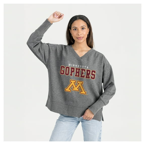 Women's Gameday Couture Gray Minnesota Golden Gophers French Terry V-Neck Pullover Sweatshirt