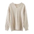 thumbnail image 2 of Suéter de invierno Gibobby con cuello en V para mujer de Manga larga Blanco XL, 2 of 5