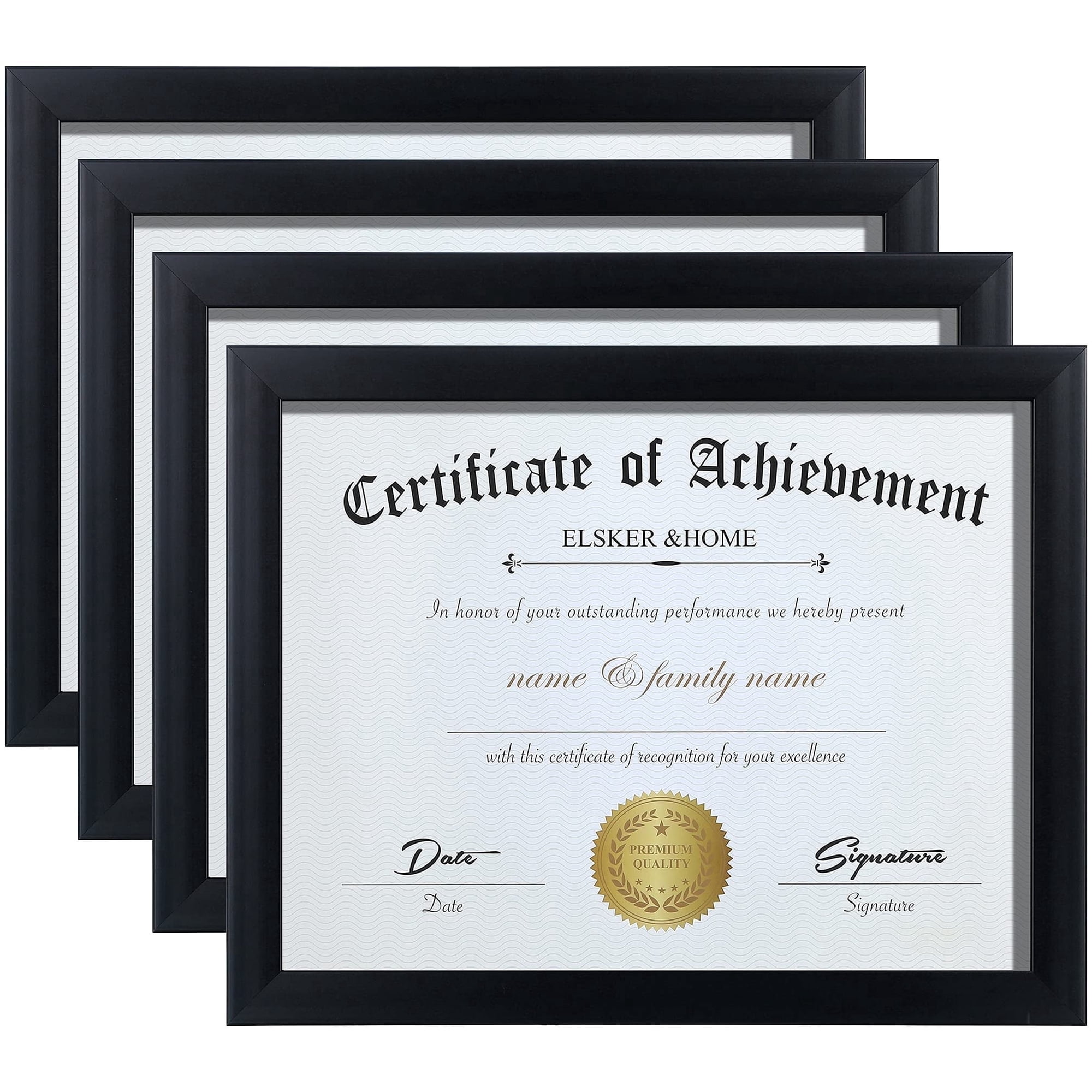 ELSKER&HOME 8.5x11 Picture Frame 4 Pack - Black Sturdy Wood Composite Certificate Frame