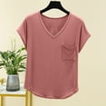 thumbnail image 2 of ZyeKqe Pajamas Tops for Women Short Sleeve Shirts Casual V Neck Sleep Top Soft Comfy Sleepwear Loungewear, 2 of 8