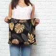 thumbnail image 2 of Black Golden Palm Leaf Pillow Covers 16x16 Inch Decorative Throw Pillow Cover, Tropical Plant Modern Luxury Sofa Pillowcases Accent Cushion Case Home Decor Bedroom Living Room, 2 of 6
