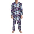 thumbnail image 3 of Fotbe Purple Marble Texture Pattern Long Sleeve Pajama Set for Men,Sleepwear Set,2-piece Loungewear Set,Soft PJs Comfy Nightwear with Pockets-XX-Large, 3 of 7
