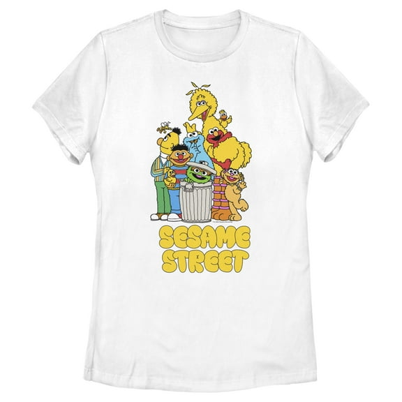 Women's Sesame Street Graffiti Logo Group Shot Graphic T-Shirt
