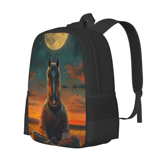 Balery Sunset Prairie Meditating Horse Mochila para hombre y mujer - Tela Oxford 600D resistente - Gran capacidad, resistente al agua, ideal para la escuela, viajes y senderismo
