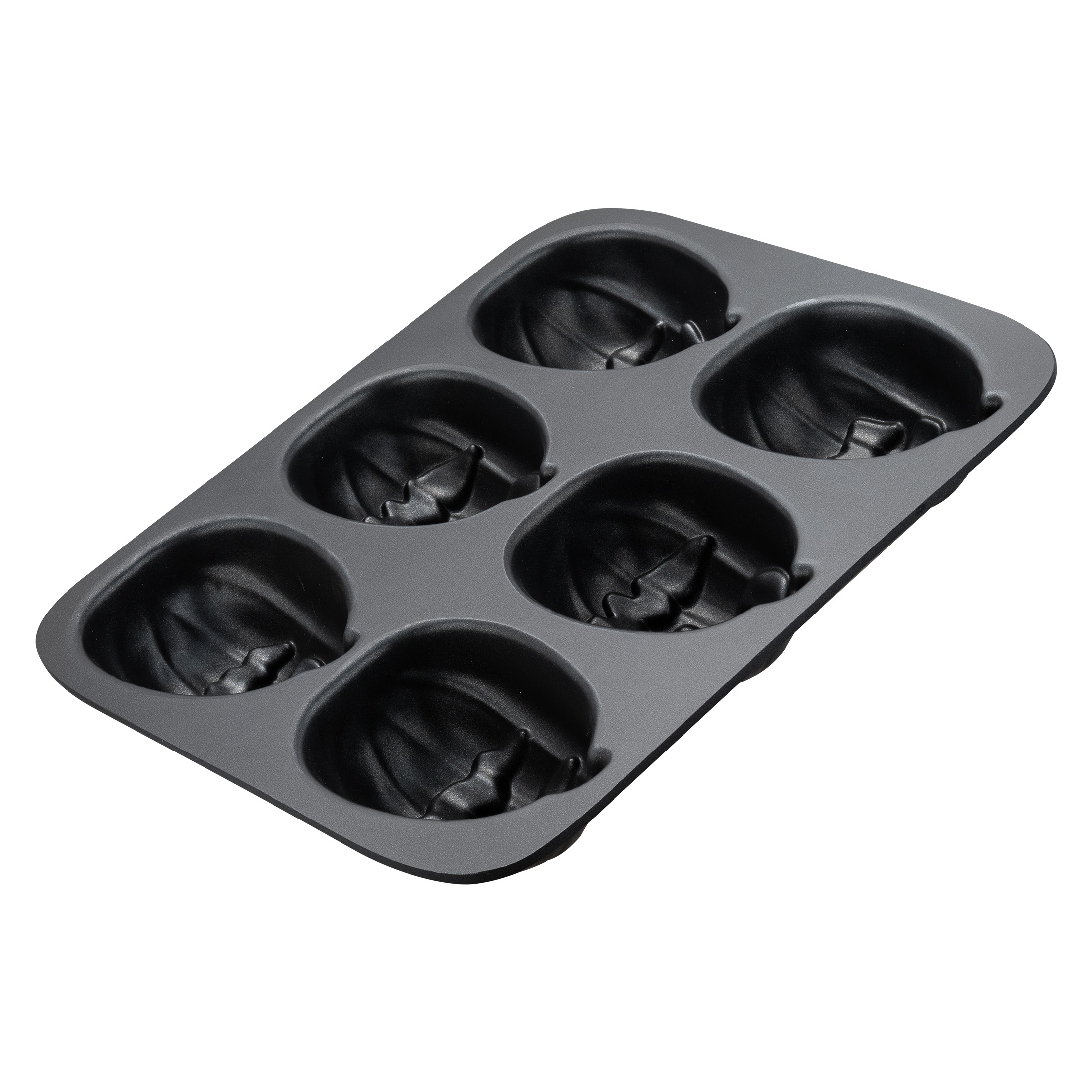 (2 pack) Way to Celebrate, Pumpkin Cast Aluminum 6-Cavity Baking Pan, Black