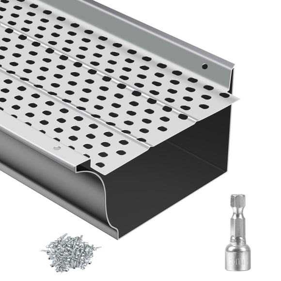 QinaQin Protector para canaleta, filtro de hojas de aluminio, diámetro de orificio de 0.157 pulgadas y grosor de 0.02 pulgadas, durable y fácil de instalar DIY para todo tipo de techo o canaleta