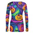 thumbnail image 5 of IYYVV Halloween Shirts for Women 2026 Long Sleeve Crewneck Slim Fitted Basic Tees Funny Ghost Pumpkin Graphic Ribbed Shirts Multicolor M, 5 of 6