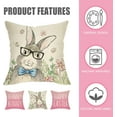 thumbnail image 2 of Happy Easter Decorative Throw Pillow Covers 18 x 18 Set of 4, Hunny Bunny Rabbit Pink Porch Patio Outdoor Pillowcase, Flowers Vintage Sofa Couch Cushion Case Home Decor, 2 of 5