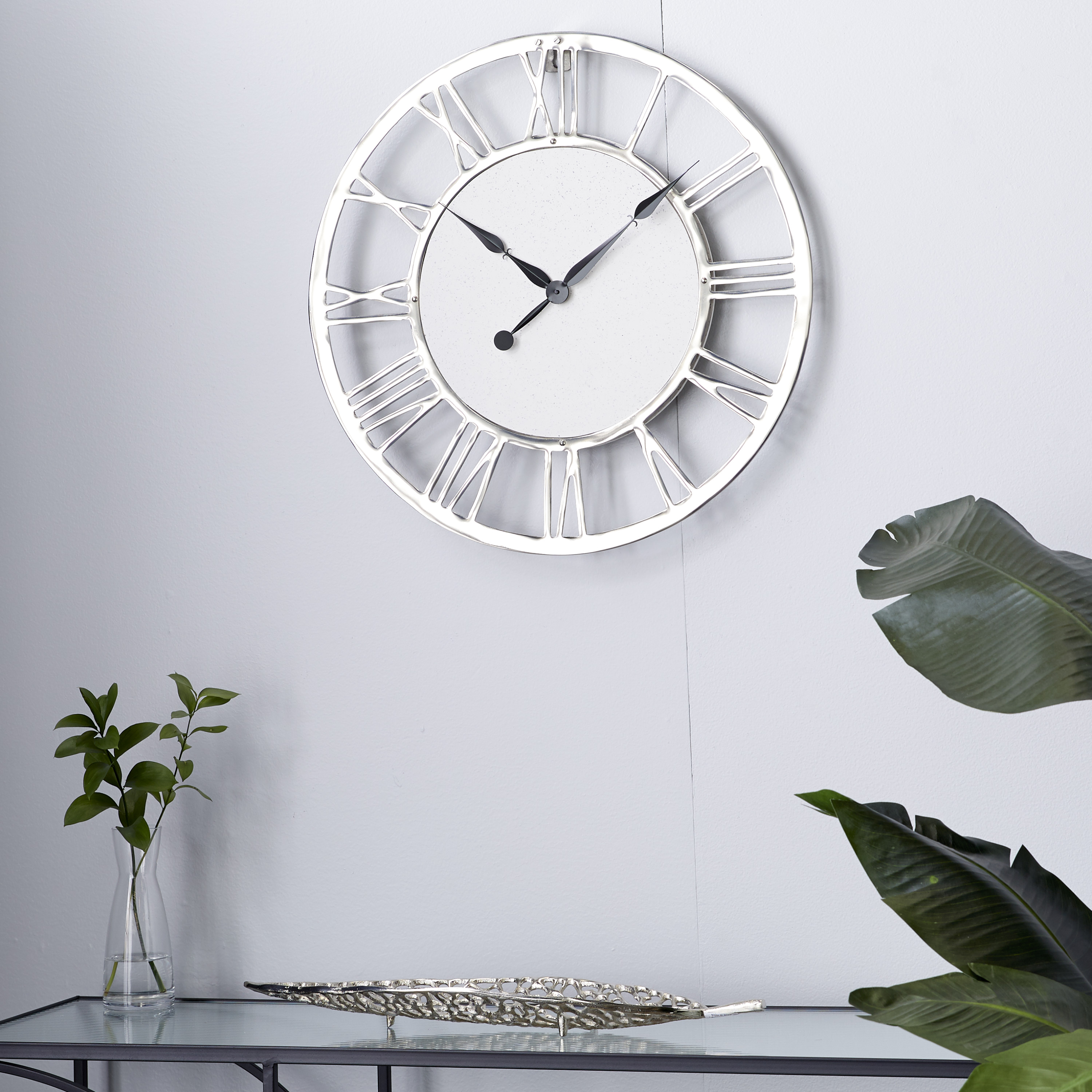 DecMode 24" White Marble Wall Clock