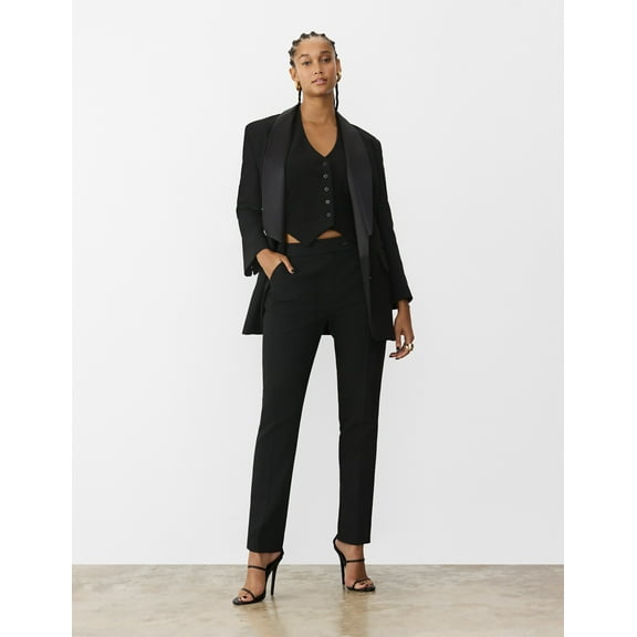 GSTQ Women's Satin Tuxedo Pant Black Size 4