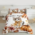 thumbnail image 3 of Manfei Cute Cat Kitten Bedding Comforter Set for Teens, Fall Maple Leaf Pumpkin Twin Comforter Sets, Kawaii Animal Reversible Bedding Set, Microfiber Bedroom Decor, 2pcs, 3 of 9