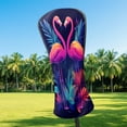 thumbnail image 2 of Golf Club Headcovers High Quality Waterproof Leather Golf Head Cover Set Men Women Driver Head Cover Exclusive Gift for Golf Lovers Purple Flamingo, 2 of 5