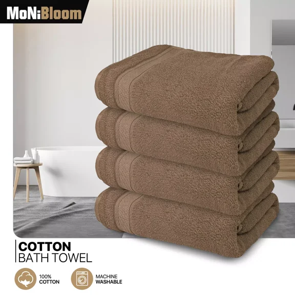 Huba Homes 4 Pieces 100% Cotton Ultra Soft Towel Set 27"x54" Absorbent Quick Dry Bath Towel
