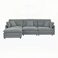 thumbnail image 2 of Modern Grey Towel Fabric L-Shaped Sectional Sofa with Ottoman for Living Room, 110.2''x58.7''x33.1'', 2 of 11