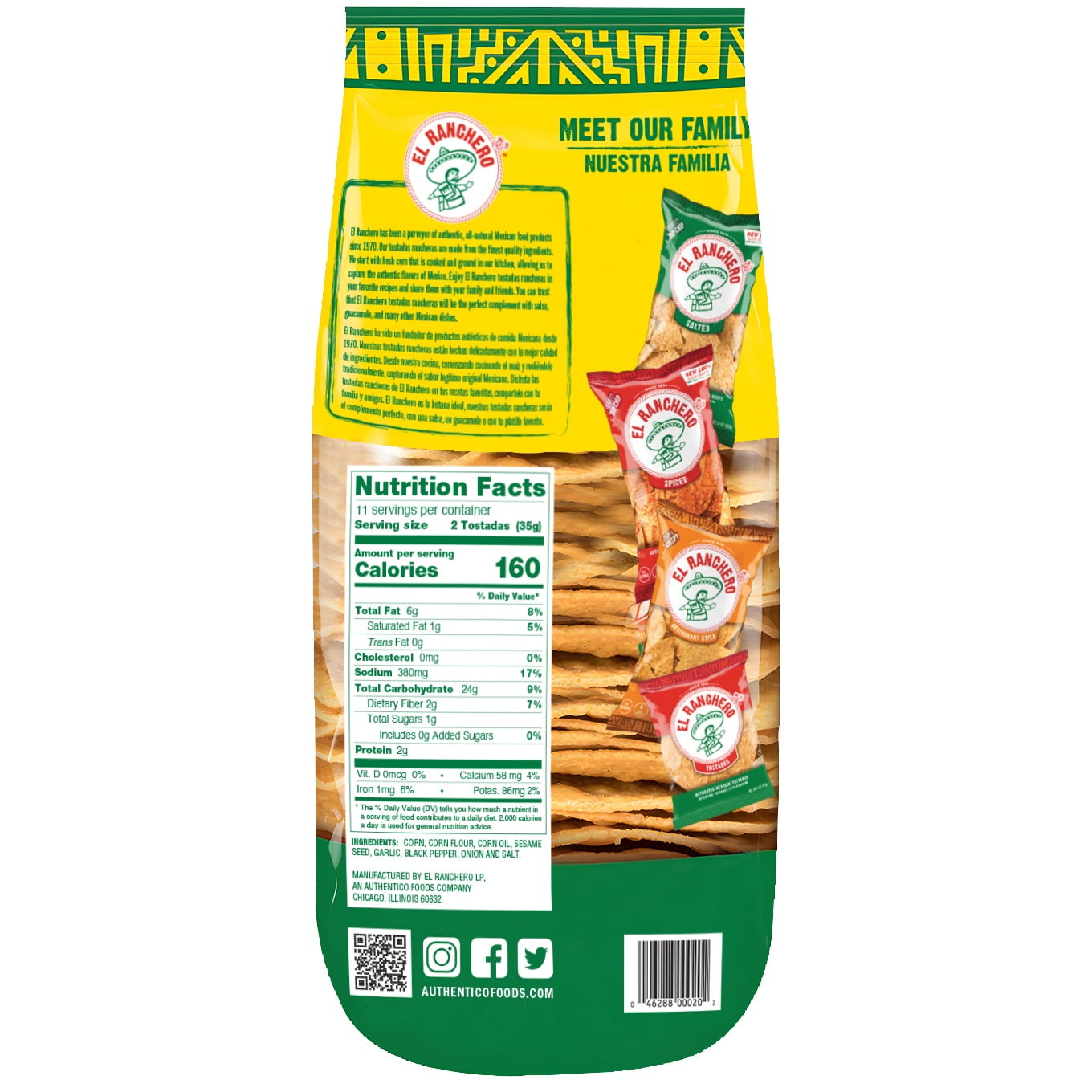 El Ranchava Tostadas Ranchera Bag Gluten Free Corn Tortilla, 13.5 oz
