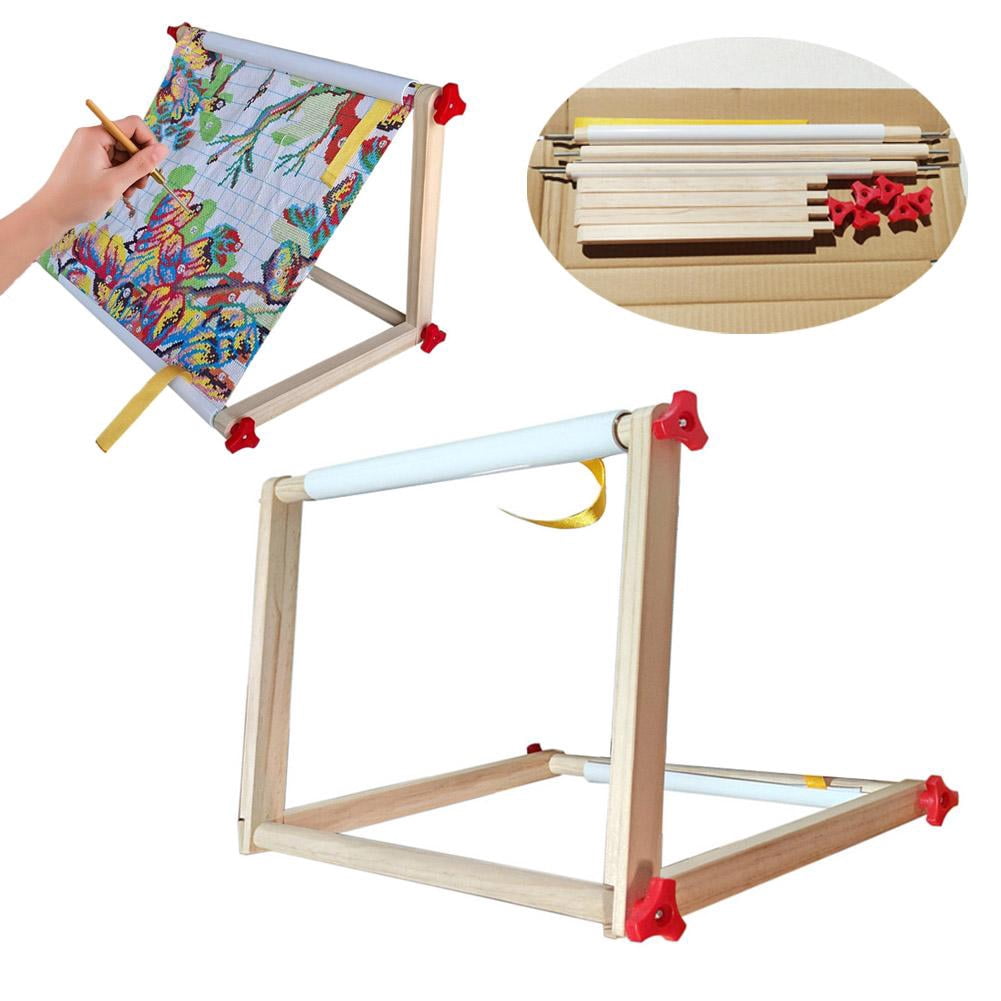 Wood Embroidery Hoop Holder Cross Stitch Scroll Frame Needlepoint Stand for Lap or Table Top Stitching Sewing Supplies Craft Tool
