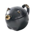 thumbnail image 2 of Taza de café de cerámica reutilizable con asa y tapa, cuchara, linda taza de café con forma de gato Negro, 2 of 9