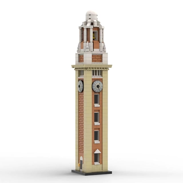 MOC-23668 Clock Tower Modular Building Blocks Set Tsim Sha Tsui Train Station Kowloon Hong Kong MOC Assembly Bricks Toys