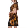 thumbnail image 2 of Honeii Sunflower Butterfly Cow Print Women’s Short Sleeve Dress, Comfortable Casual Dress, Soft Polyester Spandex Blend, Stylish Everyday Wear for Summer, Perfect for Travel and Vacation, 2 of 6