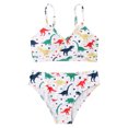 thumbnail image 2 of Augper Toddler Kids Baby Girls Fashion Cute Print Solid Color Swimming Trunks Seaside Swimsuit Set, 2 of 7