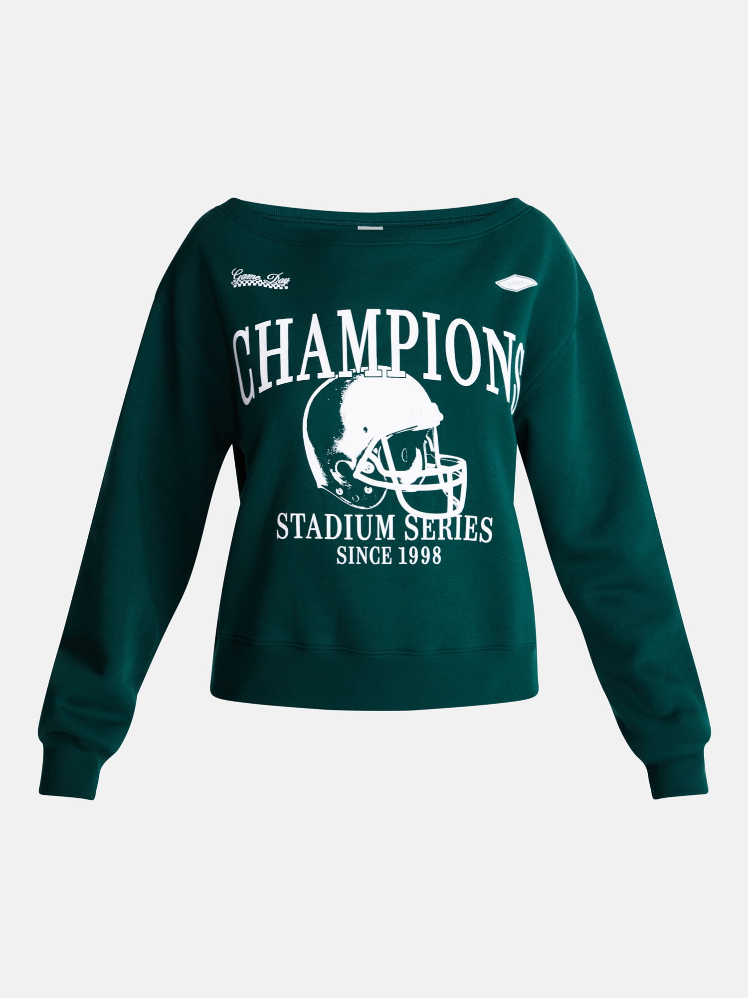 No Boundaries Off the Shoulder Sweatshirt with Long Sleeves, Midweight, Women’s XXS-4X