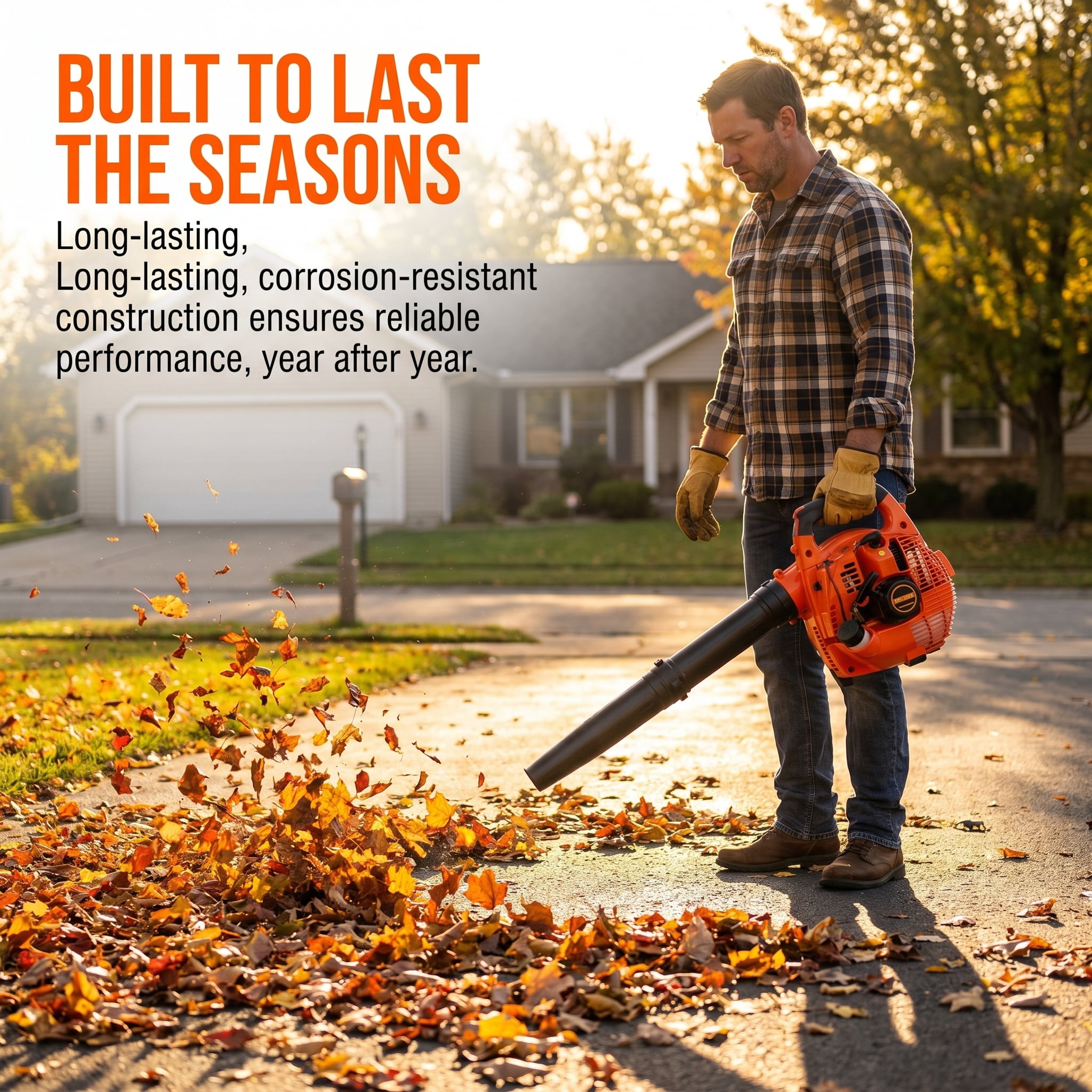2-Stroke 25.4cc Gas Powered Handheld Leaf Blower - 750W Heavy Duty Gasoline Blower for Lawn Care, Snow Blowing & Yard Cleaning