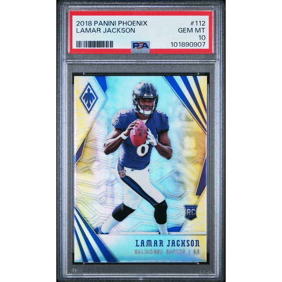 Graded 2018 Panini Phoenix Lamar Jackson #112 Rookie RC Football Card PSA 10 Gem Mint