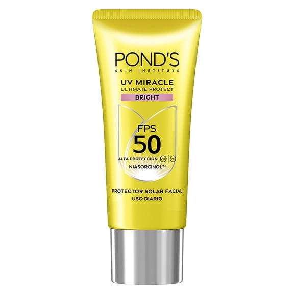 Protector Solar Facial Pond's 50 FPS UV Miracle Bright, Anti-Manchas con Niasorcinol 40gr