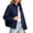 Navy, variant on SBYOJLPB Womens Polka Dot Coats Long Sleeve Zipper Waterproof Casual Coat with Cozy Everyday Wear