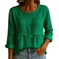 thumbnail image 2 of Summer Tops for Women Solid Color 3/4 Sleeve Dressy Crewneck T Shirts Casual 3/4 Sleeve Tees, 2 of 4