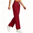 thumbnail image 4 of CHGBMOK Linen Pants for Women Drawstring High Waisted Wide Leg Pants Casual Loose Fit Trousers, 4 of 5