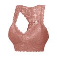 thumbnail image 2 of ZNQHFRE Women’s V-Neck I-Back Wireless Lace Bralette Soft Comfort Sexy Everyday Lingerie Khaki L, 2 of 3