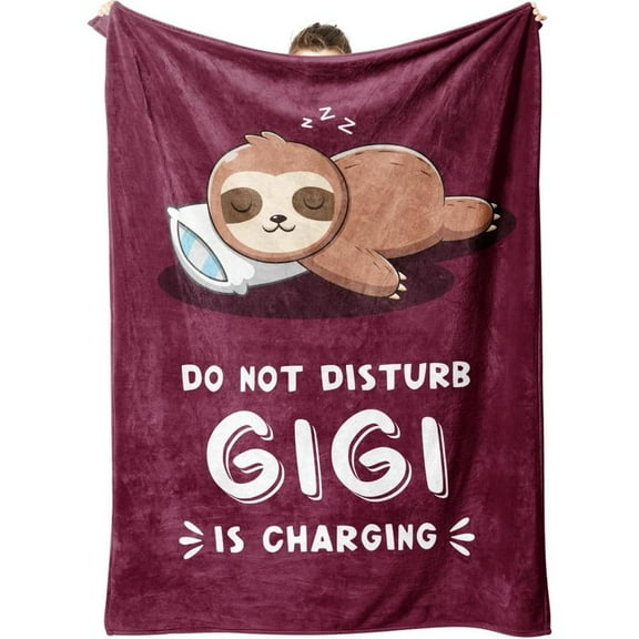 [60x50inch] [Tranquil Guild] Soft Funny Throw Blanket Grandma Birthday Gifts,Grandma Is Charging Sloth Blanket,Gifts For Grandma From Grandkids,Grandma Gifts For Grandparents Day Christmas,Super