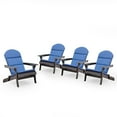 thumbnail image 2 of Ariel Outdoor Acacia Wood Folding Adirondack Chairs with Cushions (Set of 4), Dark Gray and Navy Blue, 2 of 11